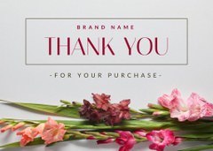 Thank You Note For Purchase with Beautiful Gladiolus Flowers