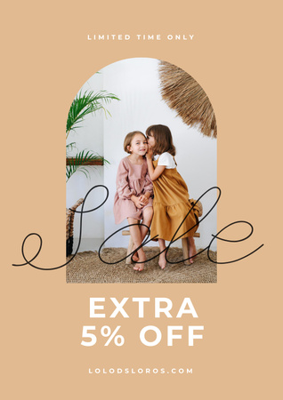 Sale Announcement with Kids sharing Secret Poster Design Template