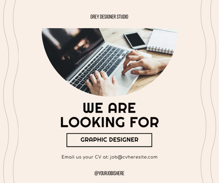 Graphic Designer Vacancy with Laptop Facebook Design Template