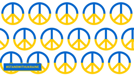 Designvorlage Fantastisches Friedenssymbolmuster in der Farbe der ukrainischen Flagge für Zoom Background