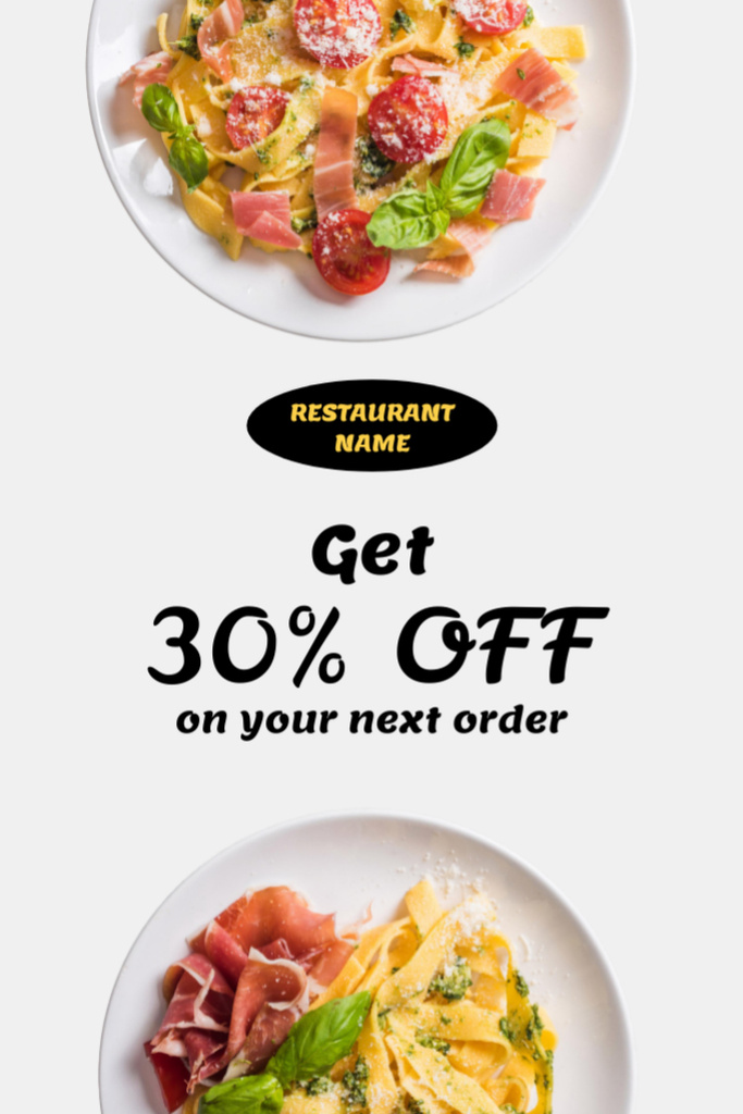 Discount on Next Order in Restaurant Postcard 4x6in Vertical Design Template