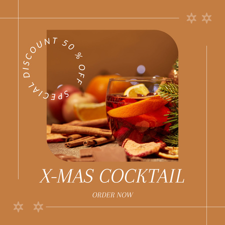 Christmas Warming Cocktail Beige Instagram AD Design Template