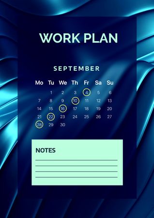 Work Monthly Planner in Blue Schedule Planner Design Template