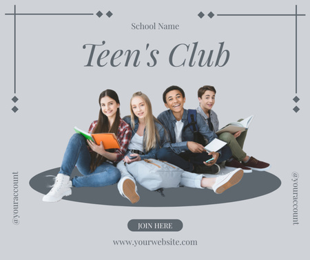 Teen's Club Announcement With Friends Facebook Design Template