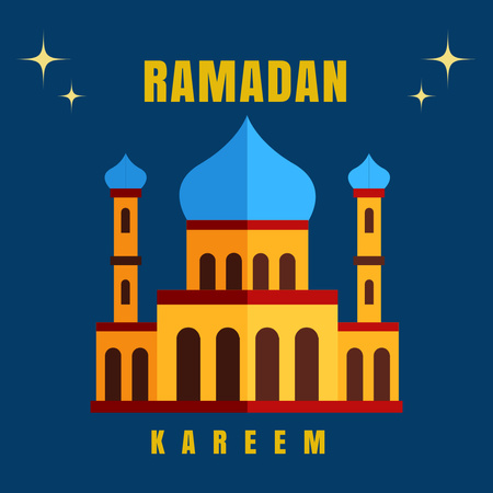 Month of Ramadan Greeting with Mosque Instagram Design Template