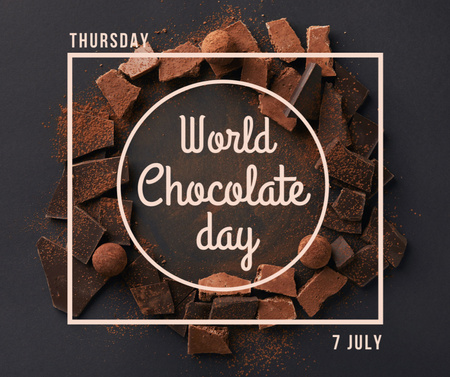 Delicious World Chocolate Day Greeting in Brown Facebook Design Template