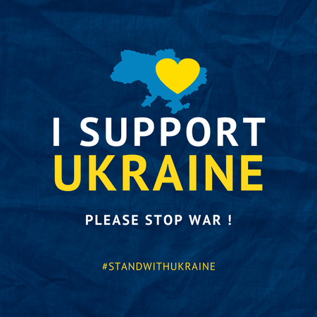 Modèle de visuel Action en faveur de l'Ukraine avec carte en bleu - Instagram