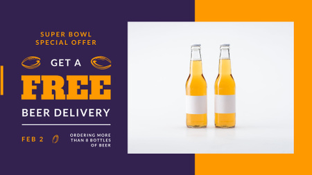 Super Bowl Offer Beer Bottles FB event cover Design Template