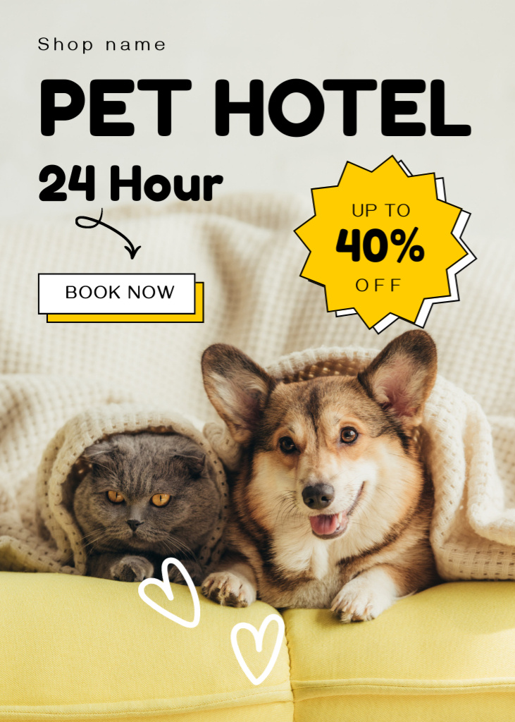 Pet Hotel for Cats and Dogs Flayer tervezősablon