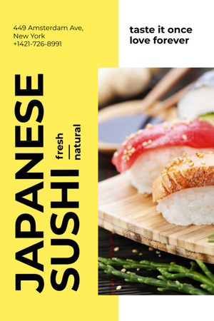 Japanese Restaurant Advertisement Fresh Sushi Flyer 4x6in Design Template