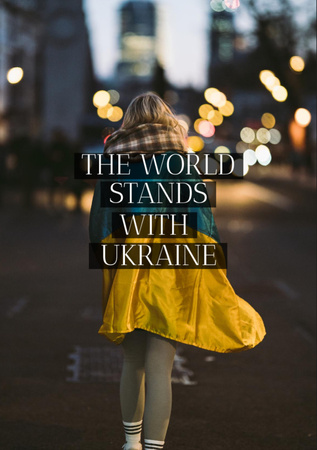 Girl with Ukrainian Flag on Shoulders Flyer A7 Design Template