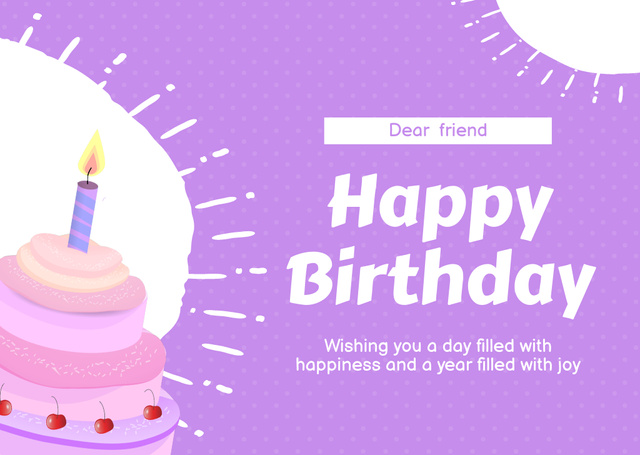 Birthday Cheers on Purple Card Tasarım Şablonu