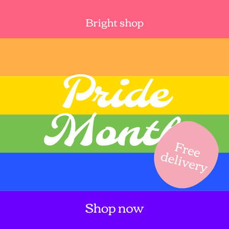 Designvorlage Verkaufsankündigung zum Pride-Monat mit kostenlosem Lieferangebot für Animated Post