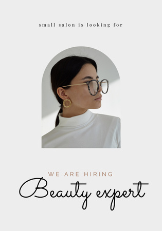 Platilla de diseño Lovely Beauty Expert Vacancy Ad with Confident Young Woman Poster 28x40in