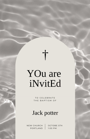 Baptism Celebration Announcement with Christian Cross Invitation 5.5x8.5in Design Template