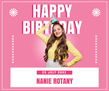 Happy Birthday Wishes to a Woman on Pink Facebook Design Template