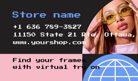 Ontwerpsjabloon van Business card van Women's Sunglasses Online Store Promo