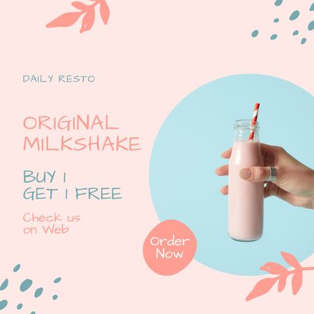 вкусный молочный коктейль в стакане Instagram – шаблон для дизайна