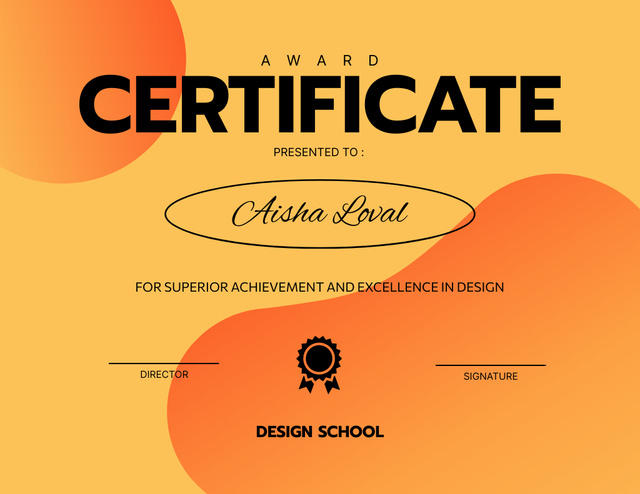 Design Course Achievement Award Certificate Tasarım Şablonu