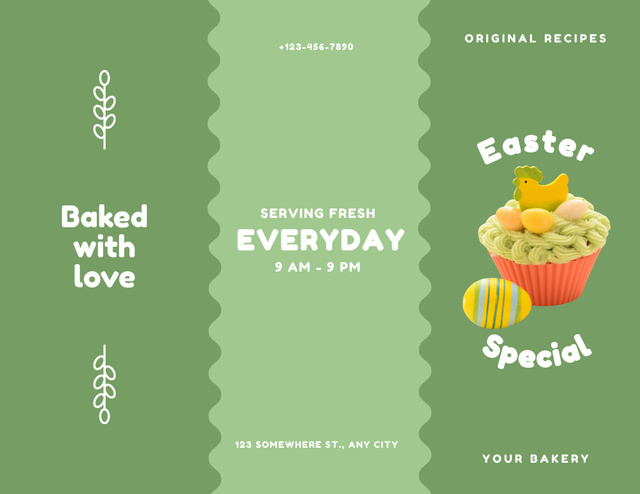 Easter Cake Serving With Painted Egg Brochure 8.5x11in Πρότυπο σχεδίασης