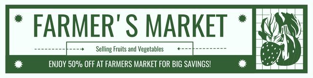 Farmer's Market Advertisement with Fresh Products Twitter Tasarım Şablonu
