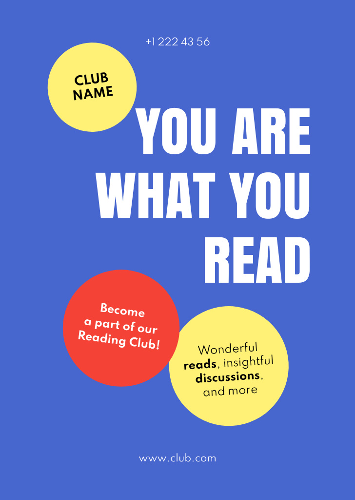 Motivational Phrase About Reading With Reading Club Promotion Postcard A6 Vertical Design Template