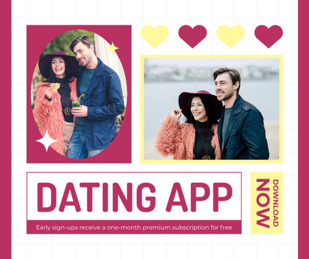 Connect with Singles on Dating App Facebook Design Template