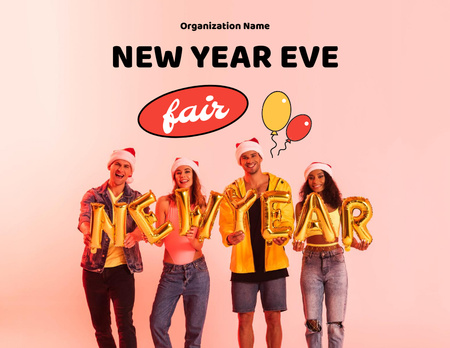 New Year Eve Fair Event Ad Flyer 8.5x11in Horizontalデザインテンプレート