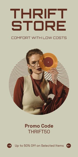 Szablon projektu Retro fashion lady for thrift store Graphic