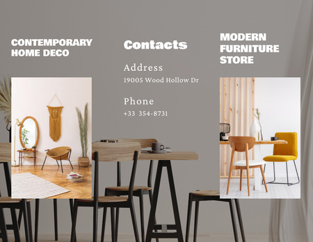 Modern Stylish Apartments with Wooden Furniture Brochure 8.5x11in Design Template