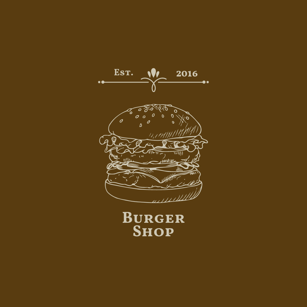 Emblem of Burgers on Brown Logo Design Template