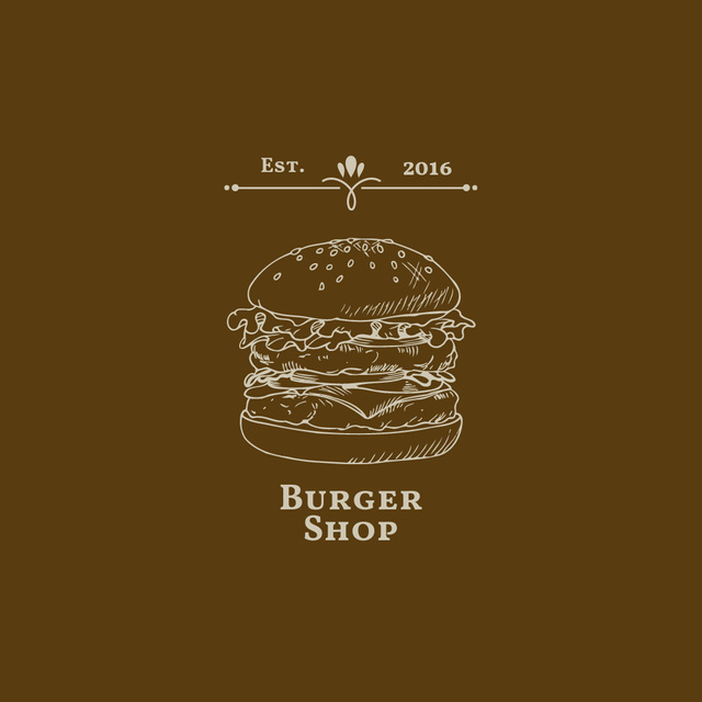 Emblem of Burgers on Brown Logo Šablona návrhu