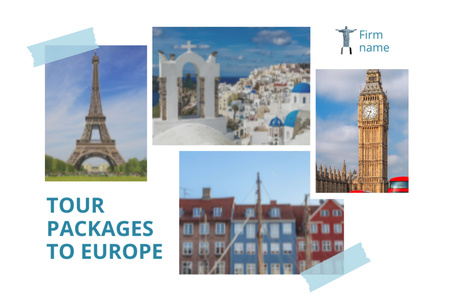 Plantilla de diseño de Paquetes turísticos a Europa con visitas turísticas Postcard 4x6in 
