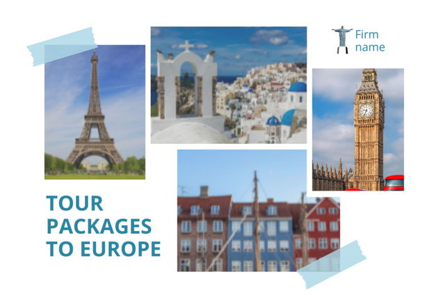 Ad of Tour Packages To Europe With Sightseeing Postcard 4x6in tervezősablon
