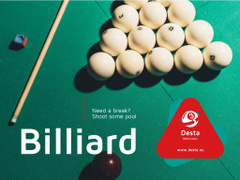 Billiard Club ad Balls on Table