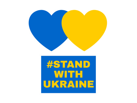 Hearts in Ukrainian Flag Colors and Phrase Stand with Ukraine Poster 18x24in Horizontal Modelo de Design