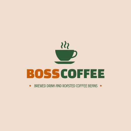 Cafe Announcement with Coffee Cup Logo Design Template