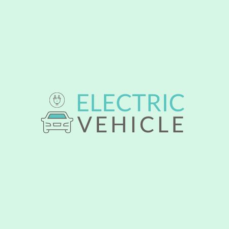 Transport Shop Ad with Electric Car Logo Design Template