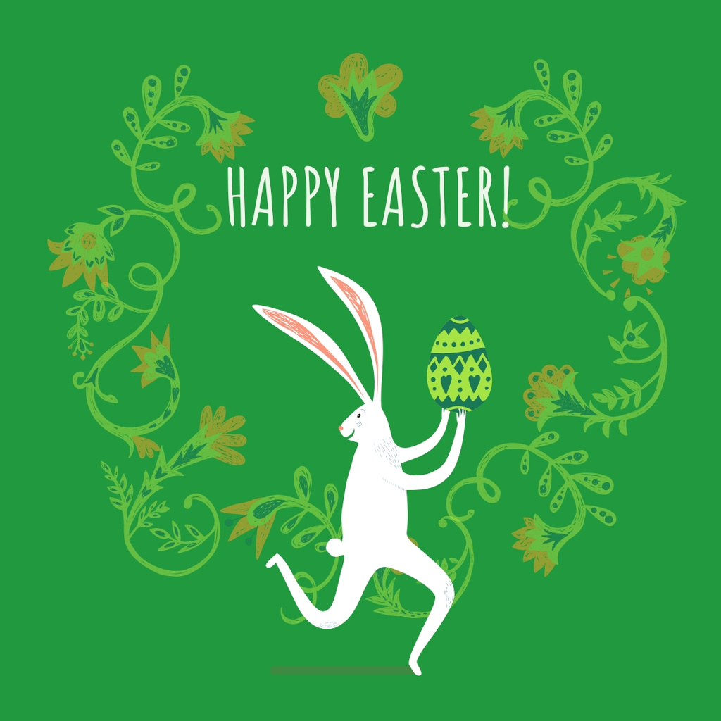 Modèle de visuel Easter Bunny Running With Colored Egg - Instagram AD