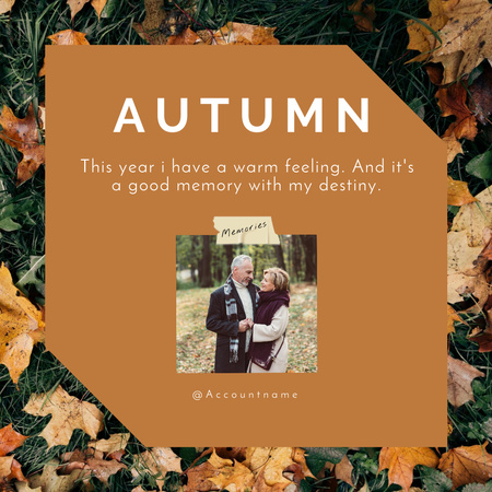 Elderly Couple on Walk in Autumn Forest Instagram Design Template