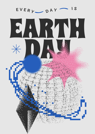 World Earth Day Announcement with Creative Illustration Poster A3 Tasarım Şablonu