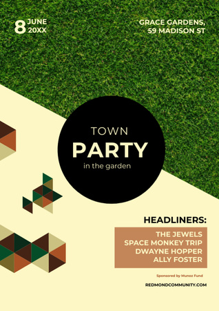 Designvorlage Town Party in Garden invitation with backyard für Flyer A4