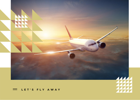 Plantilla de diseño de Plane flying in the sky Postcard 