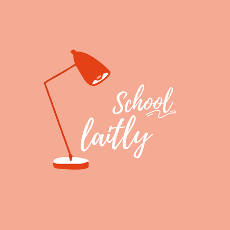 School Ad with Table Lamp Illustration Logo Design Template