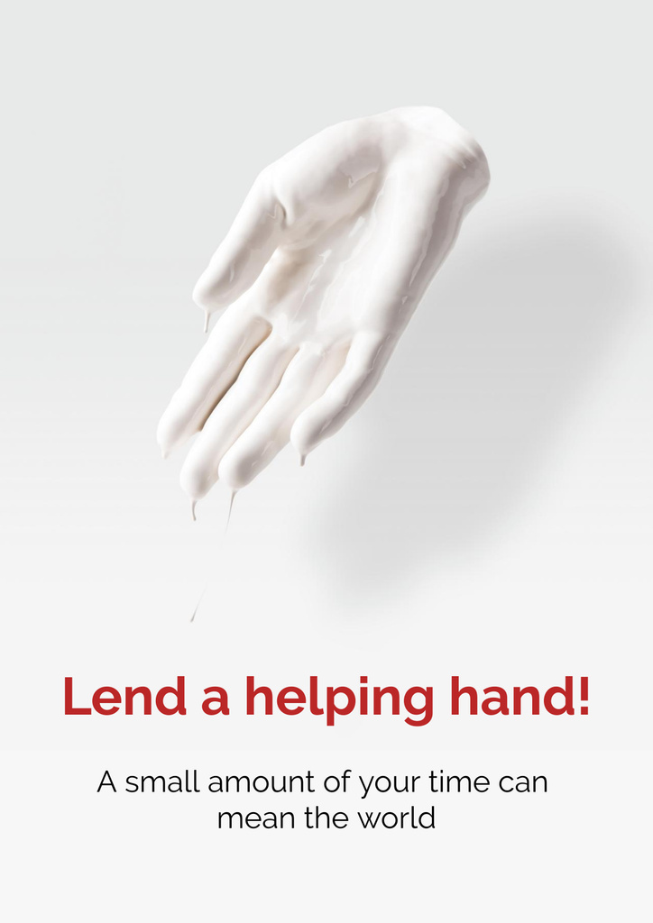 Volunteering Motivation during War in Ukraine with White Hand Poster Design Template
