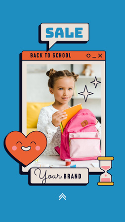 Plantilla de diseño de Oferta especial de regreso a la escuela con lindo alumno en el aula Instagram Video Story 