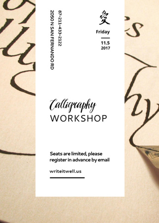 Calligraphy Workshop Announcement Watercolor Flowers Flayer Design Template