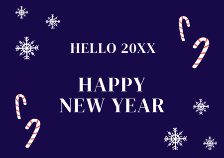 Plantilla de diseño de New Year Holiday Greeting With Candy Cane Postcard A5 