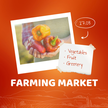 Adorável mercado agrícola com legumes Animated Post Modelo de Design