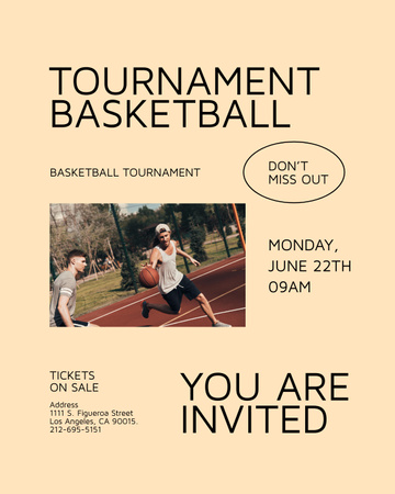 Basketball Tournament Announcement with Players Poster 16x20in Design Template